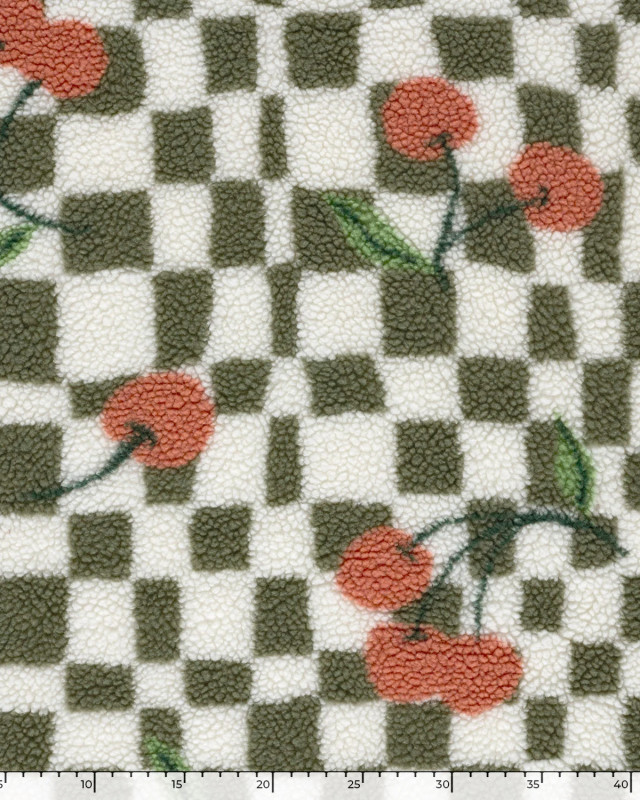 Tissu Sherpa à Carreaux et Cerise - Mercerine