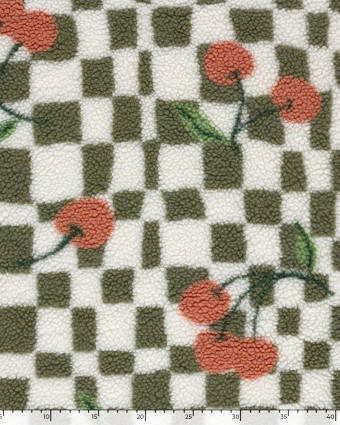 Tissu Sherpa à Carreaux et Cerise - Mercerine