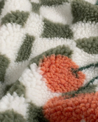 Tissu Sherpa à Carreaux et Cerise - Mercerine