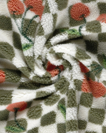 Tissu Sherpa à Carreaux et Cerise - Mercerine