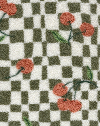 Tissu Sherpa à Carreaux et Cerise - Mercerine