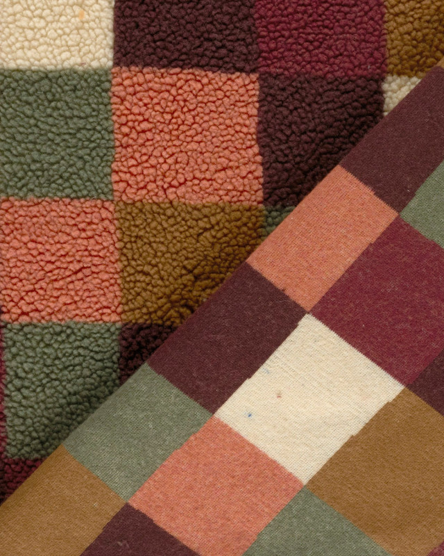 Tissu Sherpa à Carreaux Multicolores - Mercerine