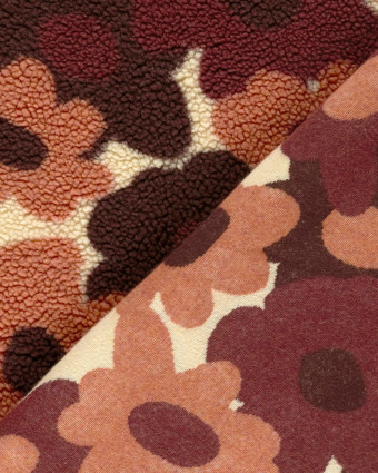 Tissu Sherpa Fleuri Rose et Prune - Mercerine
