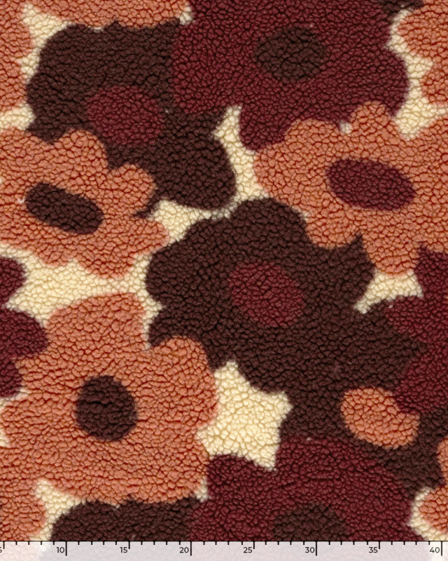 Tissu Sherpa Fleuri Rose et Prune - Mercerine