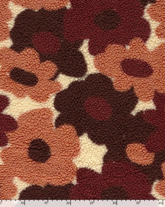 Tissu Sherpa Fleuri Rose et Prune - Mercerine