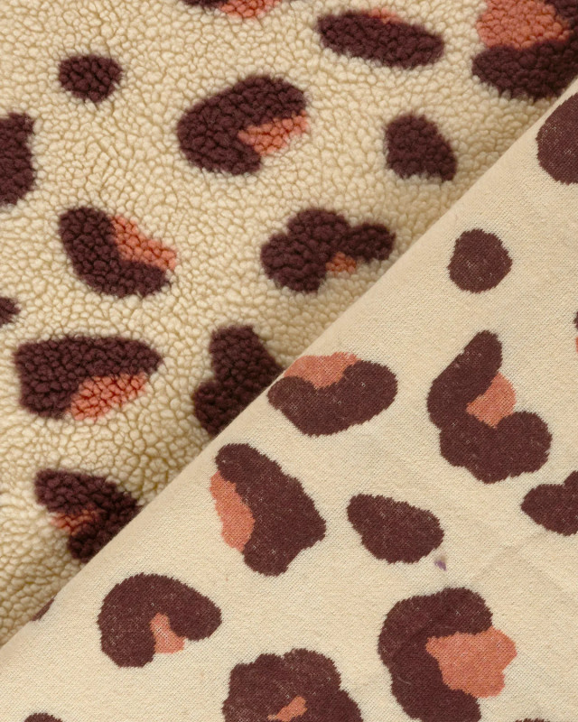 Tissu Sherpa Léopard Beige - Mercerine