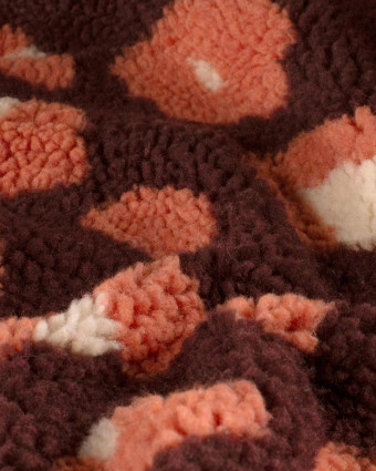 Tissu Sherpa Prune Motif Léopard - Mercerine
