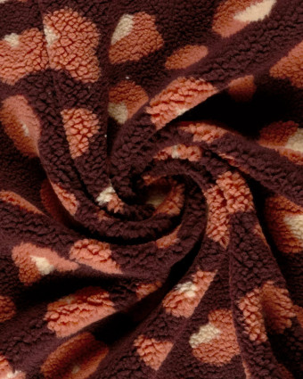 Tissu Sherpa Prune Motif Léopard - Mercerine