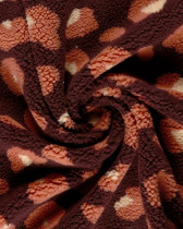 Tissu Sherpa Prune Motif Léopard