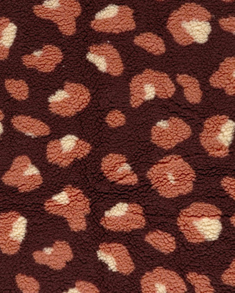 Tissu Sherpa Prune Motif Léopard - Mercerine