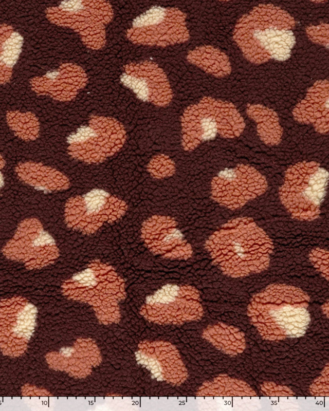 Tissu Sherpa Prune Motif Léopard - Mercerine