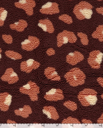 Tissu Sherpa Prune Motif Léopard - Mercerine
