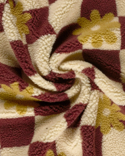 Tissu Sherpa à Carreaux Fleuri - Mercerine