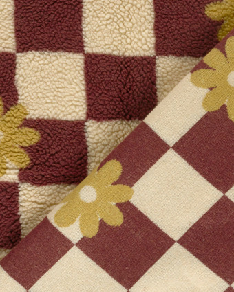 Tissu Sherpa à Carreaux Fleuri Jaune - Mercerine