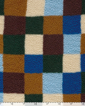 Tissu Sherpa à Carreaux Bleu et Vert - Mercerine