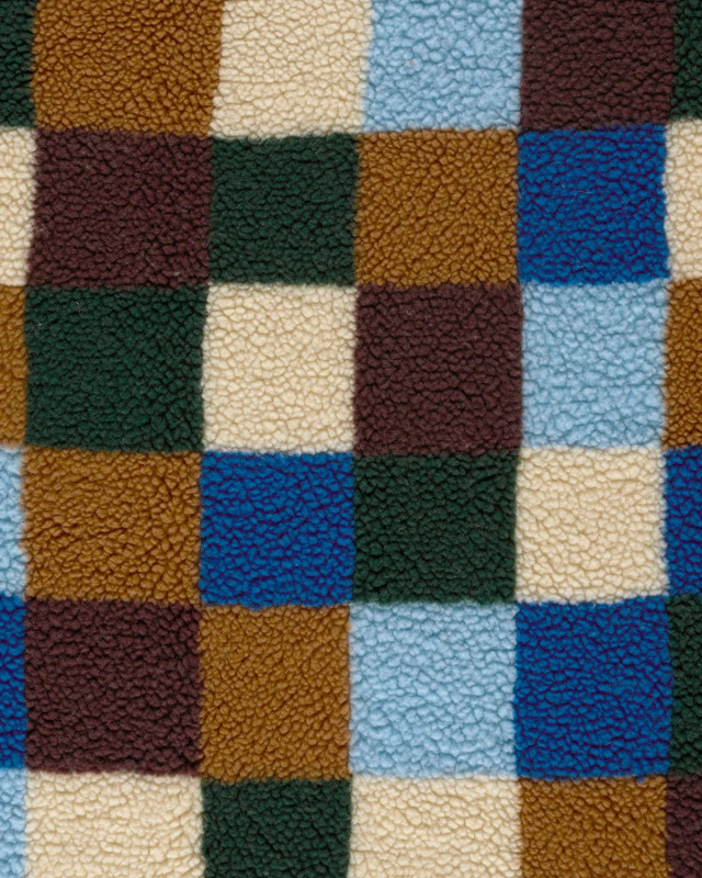 Tissu Sherpa à Carreaux Bleu et Vert - Mercerine