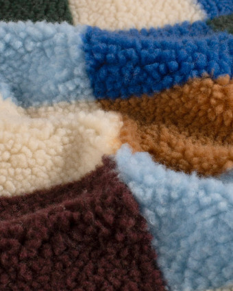 Tissu Sherpa à Carreaux Bleu et Vert - Mercerine