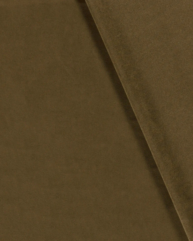 Tissu Suédine Stretch Uni Vert Kaki - Mercerine