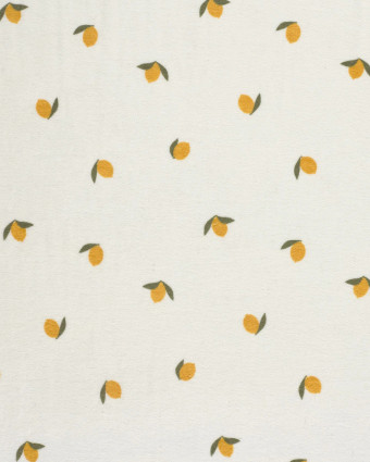 Tissu Jersey Mini Eponge Ecru Motif Citron - Mercerine