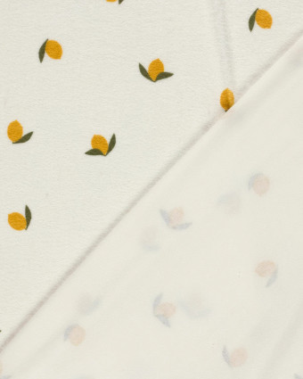 Tissu Jersey Mini Eponge Ecru Motif Citron - Mercerine