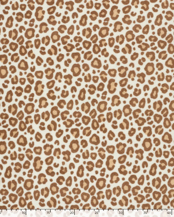 Tissu Jersey Mini Eponge Ecru Motif Léopard Marron - Mercerine