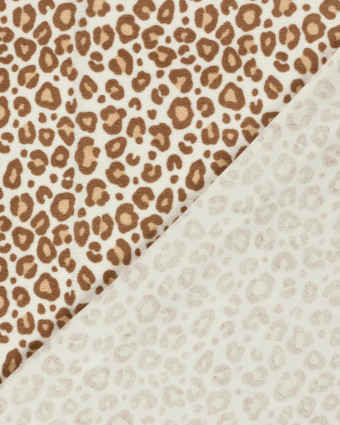 Tissu Jersey Mini Eponge Ecru Motif Léopard Marron - Mercerine