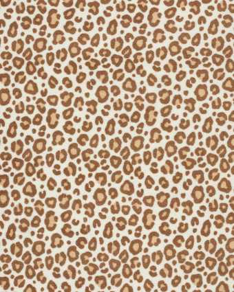 Tissu Jersey Mini Eponge Ecru Motif Léopard Marron - Mercerine