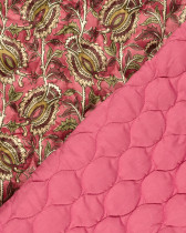 Matelassé Toucher Velours Motif Floral Esprit Indien Rose