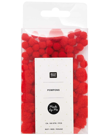 Pompons rouges 6mm et 10mm 100 pièces - Mercerine