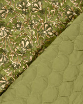 Matelassé Toucher Velours Motif Fleuri Esprit Indien Vert