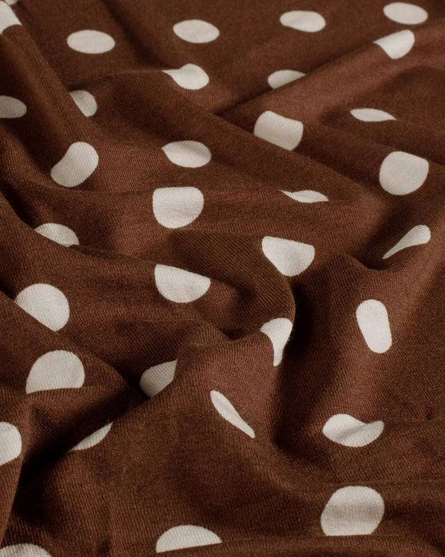 Jersey de Viscose à Pois Cacao - Mercerine