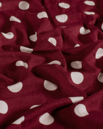Jersey de Viscose à Pois Bordeaux - Mercerine
