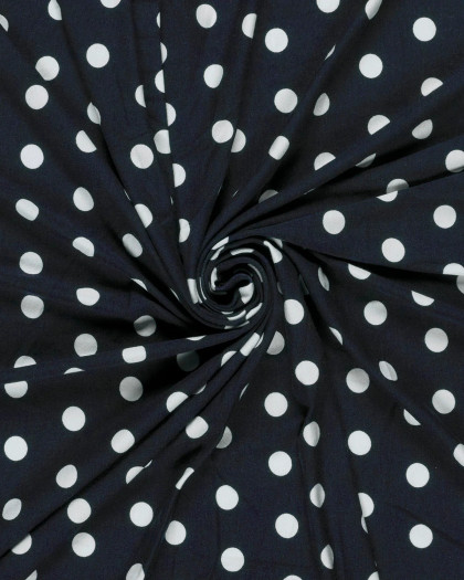 Jersey de Viscose à Pois Bleu Marine - Mercerine