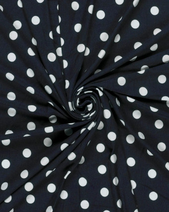 Jersey de Viscose à Pois Bleu Marine - Mercerine