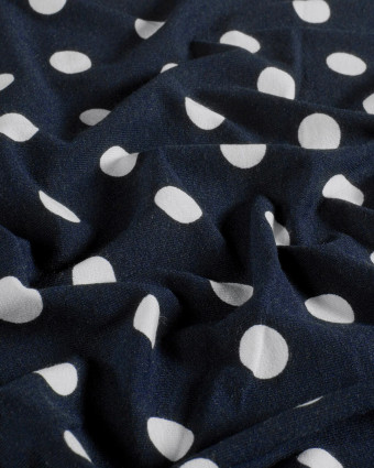 Jersey de Viscose à Pois Bleu Marine - Mercerine