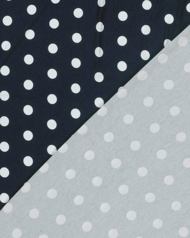 Jersey de Viscose à Pois Bleu Marine - Mercerine