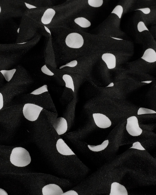 Jersey de Viscose à Pois Noir - Mercerine