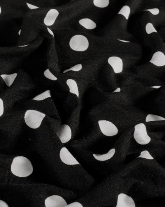 Jersey de Viscose à Pois Noir - Mercerine
