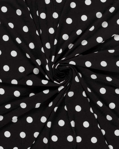 Jersey de Viscose à Pois Noir - Mercerine