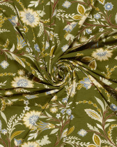 Jersey de Viscose Motif Floral Fond Vert