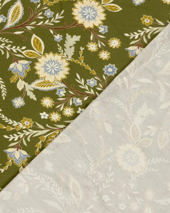 Jersey de Viscose Motif Floral Fond Vert - Mercerine