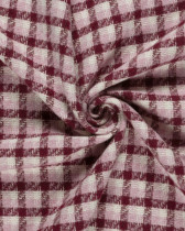 Tissu Tweed à Carreaux Rose et Bordeaux Touche Lurex Doré