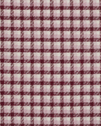 Tissu Tweed à Carreaux Rose et Bordeaux Touche Lurex Doré - Mercerine