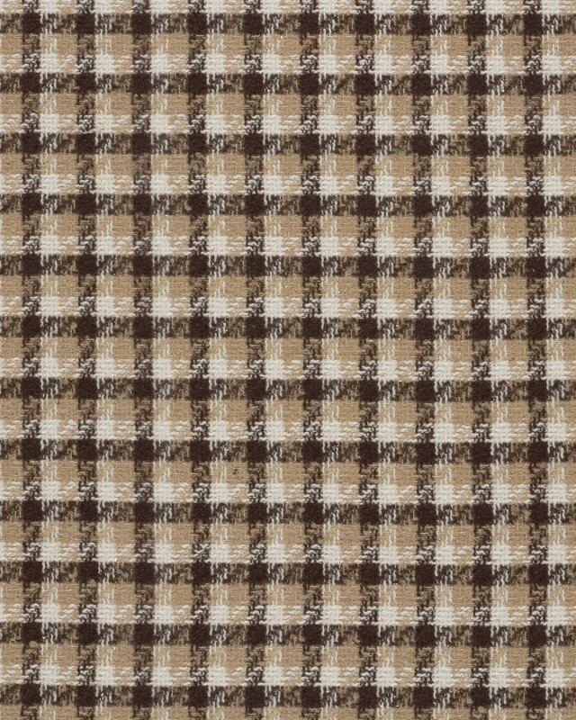 Tissu Tweed à Carreaux Cacao Touche Lurex Doré - Mercerine