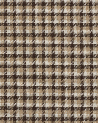 Tissu Tweed à Carreaux Cacao Touche Lurex Doré - Mercerine