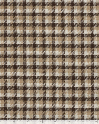 Tissu Tweed à Carreaux Cacao Touche Lurex Doré - Mercerine