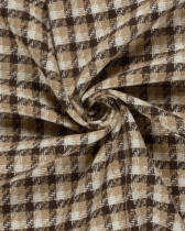 Tissu Tweed à Carreaux Cacao Touche Lurex Doré