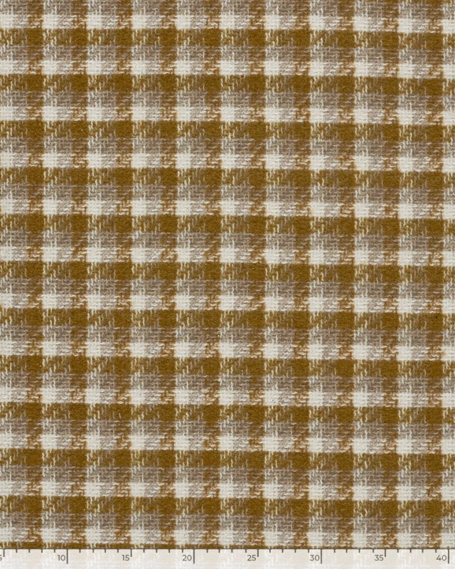 Tissu Tweed à Carreaux Moutarde Touche Lurex Doré - Mercerine