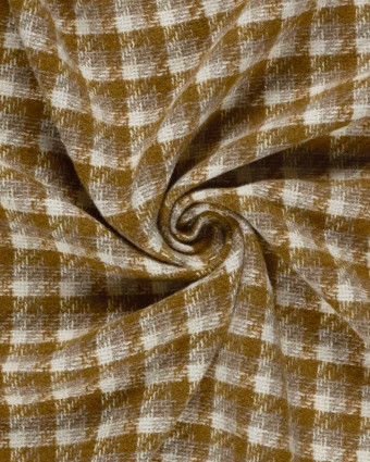 Tissu Tweed à Carreaux Moutarde Touche Lurex Doré - Mercerine