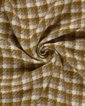 Tissu Tweed à Carreaux Moutarde Touche Lurex Doré